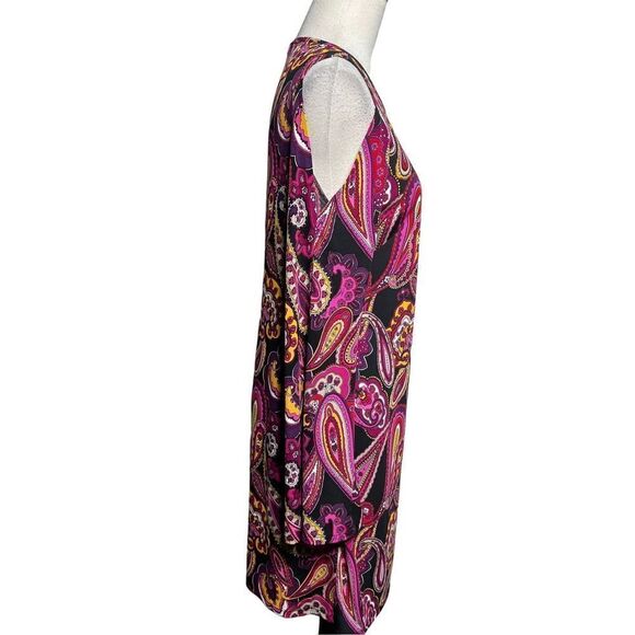 Trina Turk Retro 70's Trumpet Sleeve Paisley Cold Shoulder Mini Dress Size M - Picture 2 of 5